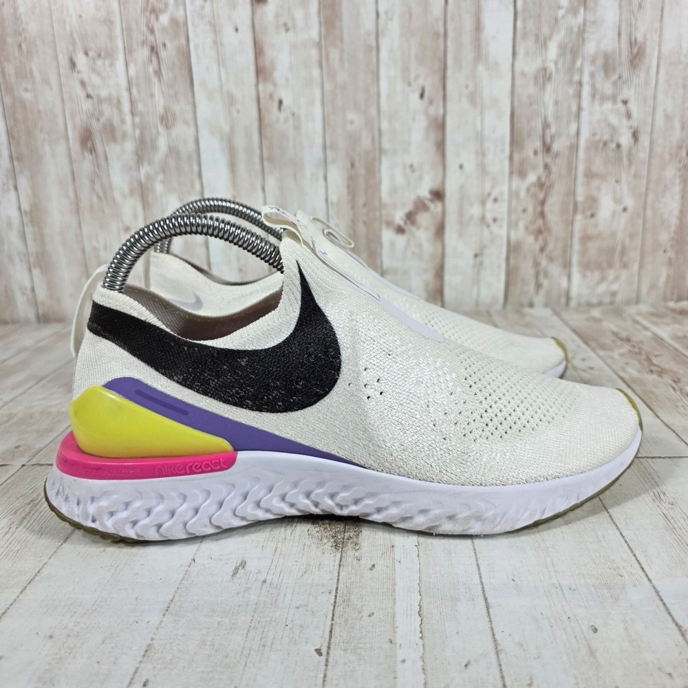 Nike Epic React Flyknit 2 Womens 9 White Pink Yellow CI1290-100 Running Shoes